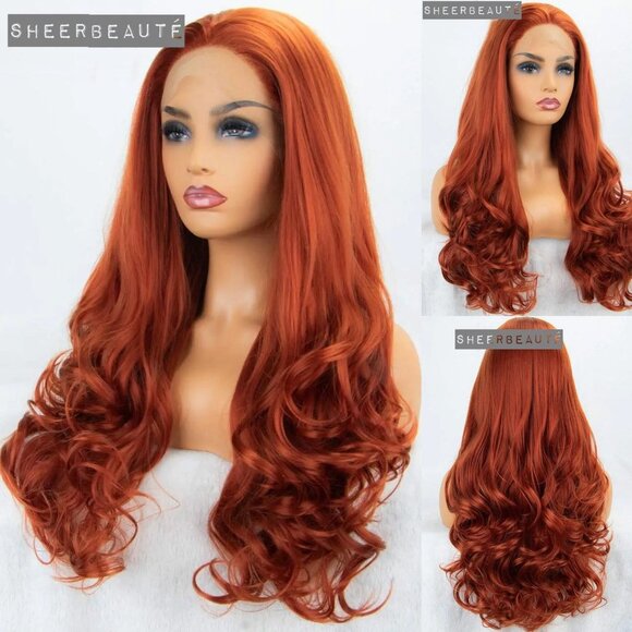 Copper Red Wavy Curly Wig - Picture 6 of 6